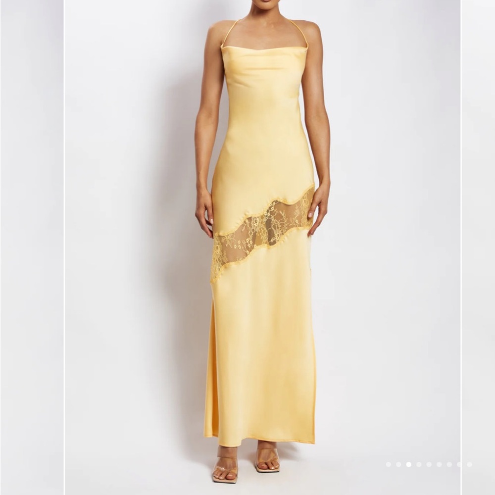 meshki chandra lace satin dress